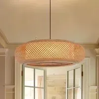 Lutta Round Pendant Light - Brown, Bamboo