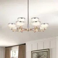 Metal Chandelier with Tri-Colour Lighting - Aluminum, Acrylic