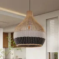 Monochrome Handwoven Rattan Pendant Light - Black, White