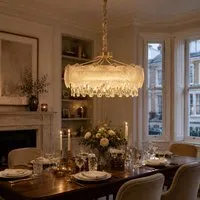 Crystal Chandelier Ceiling Light Dimmable - Champagne Gold, Metal & Glass alternate view