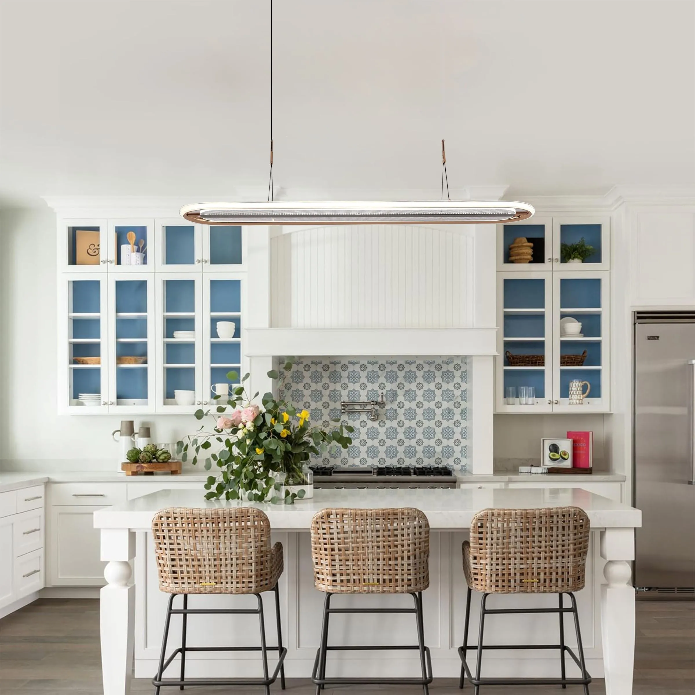 Oval Halo Pendant Light with Adjustable LED - Black image