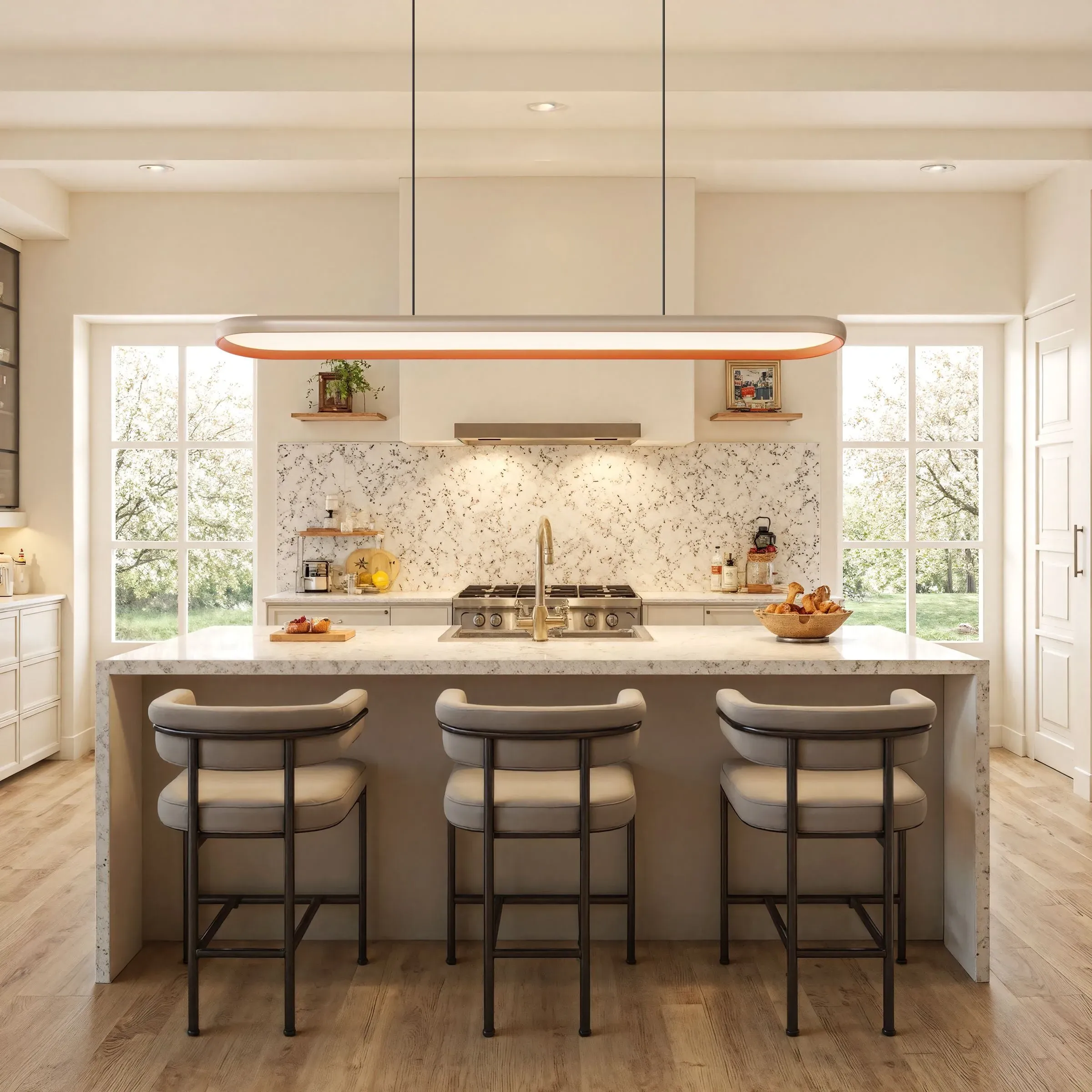 Oval LED Pendant Light - White, Orange image