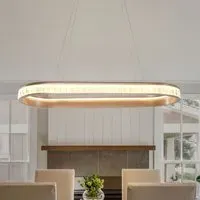 Oval Pendant Light with Crystal Accents - Champagne Gold