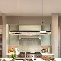 Pearl Black LED Oval Pendant Light - Black, Resin