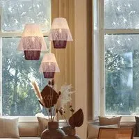 Pendant Light with Paper Rope Design - White, Purple