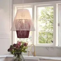 Pendant Light with Paper Rope Design - White, Purple