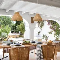 Petal Bloom Rattan Woven Pendant Light - Natural