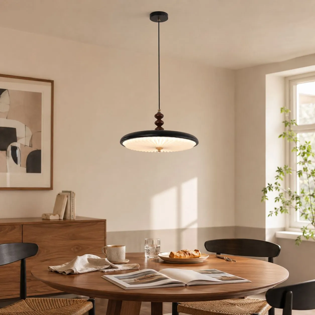 Pleated Pendant Light Colour-Changing LED - Black, Iron product