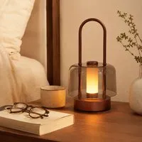 Portable Lantern Table Lamp Dimmable - Brown, Iron & Acrylic alternate view