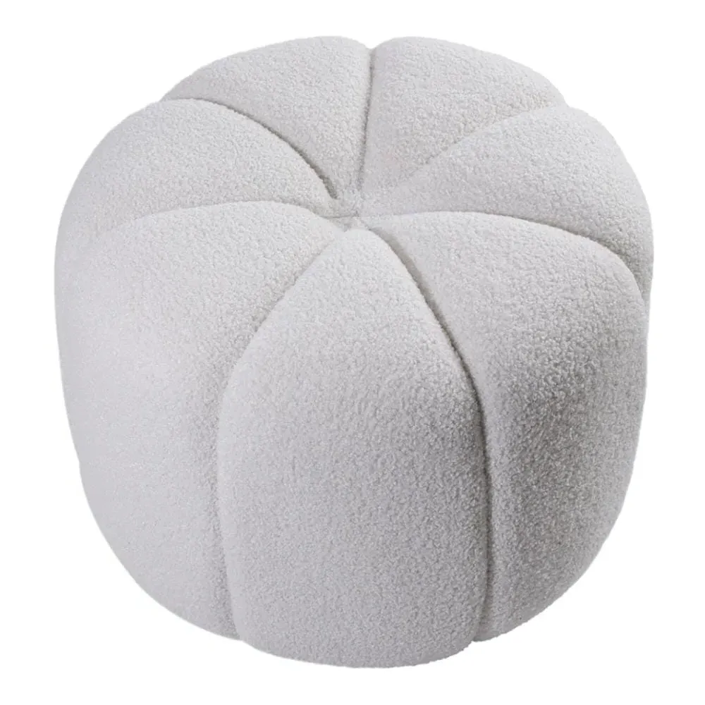 Pumpkin-Shaped Footstool - White, Teddy Fur product
