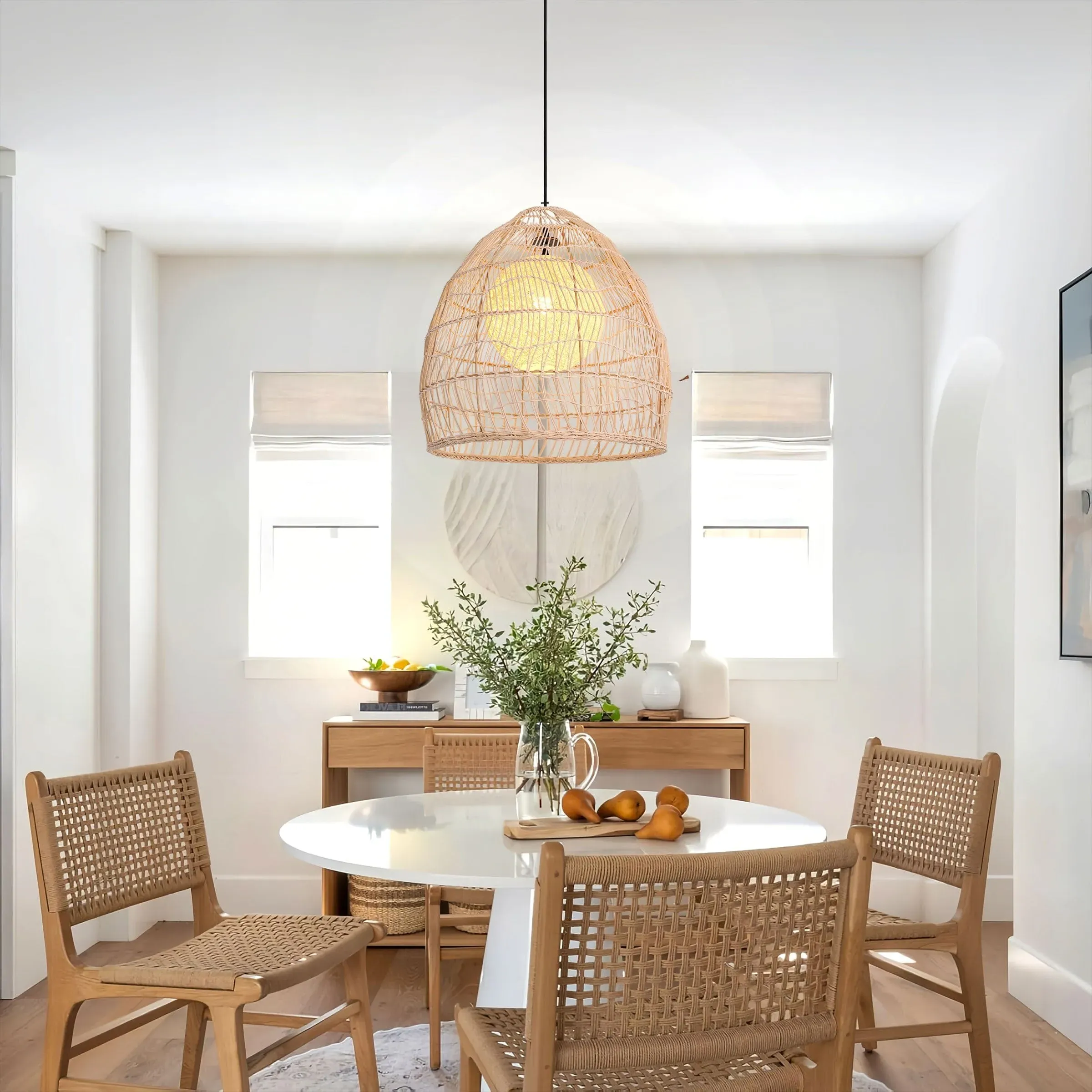 Rattan Art Pendant Light - Brown