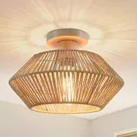 Round Ceiling Light - Hemp Rope, Wood