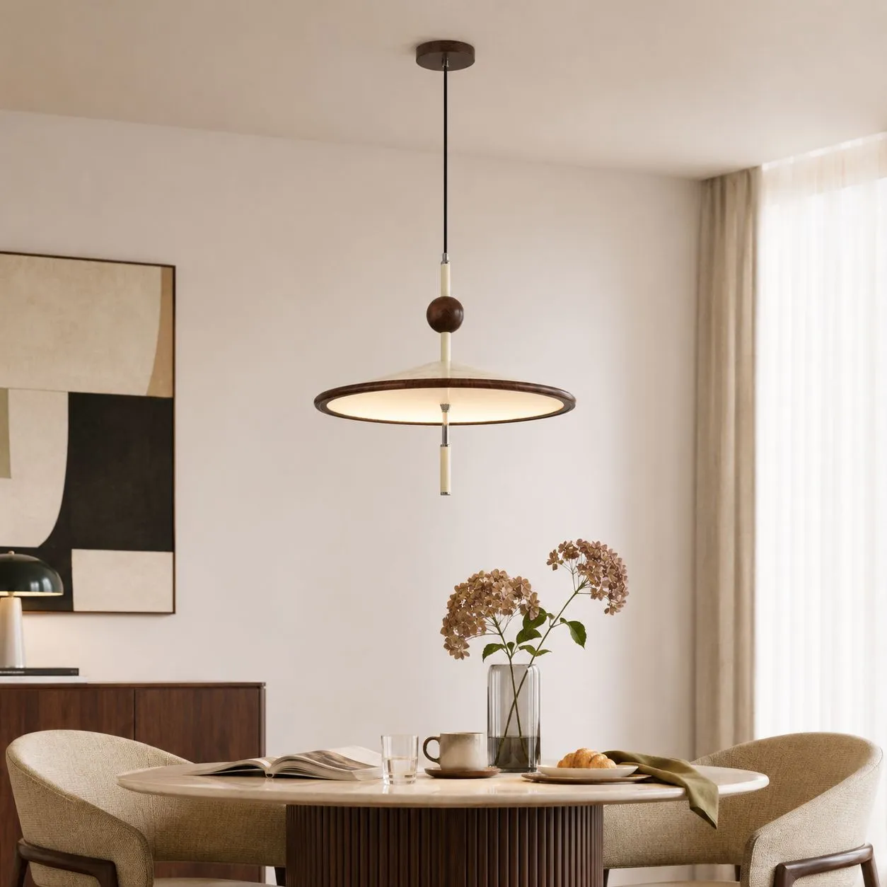 Round Pendant Light Colour-Changing E27 - Beige, Iron product