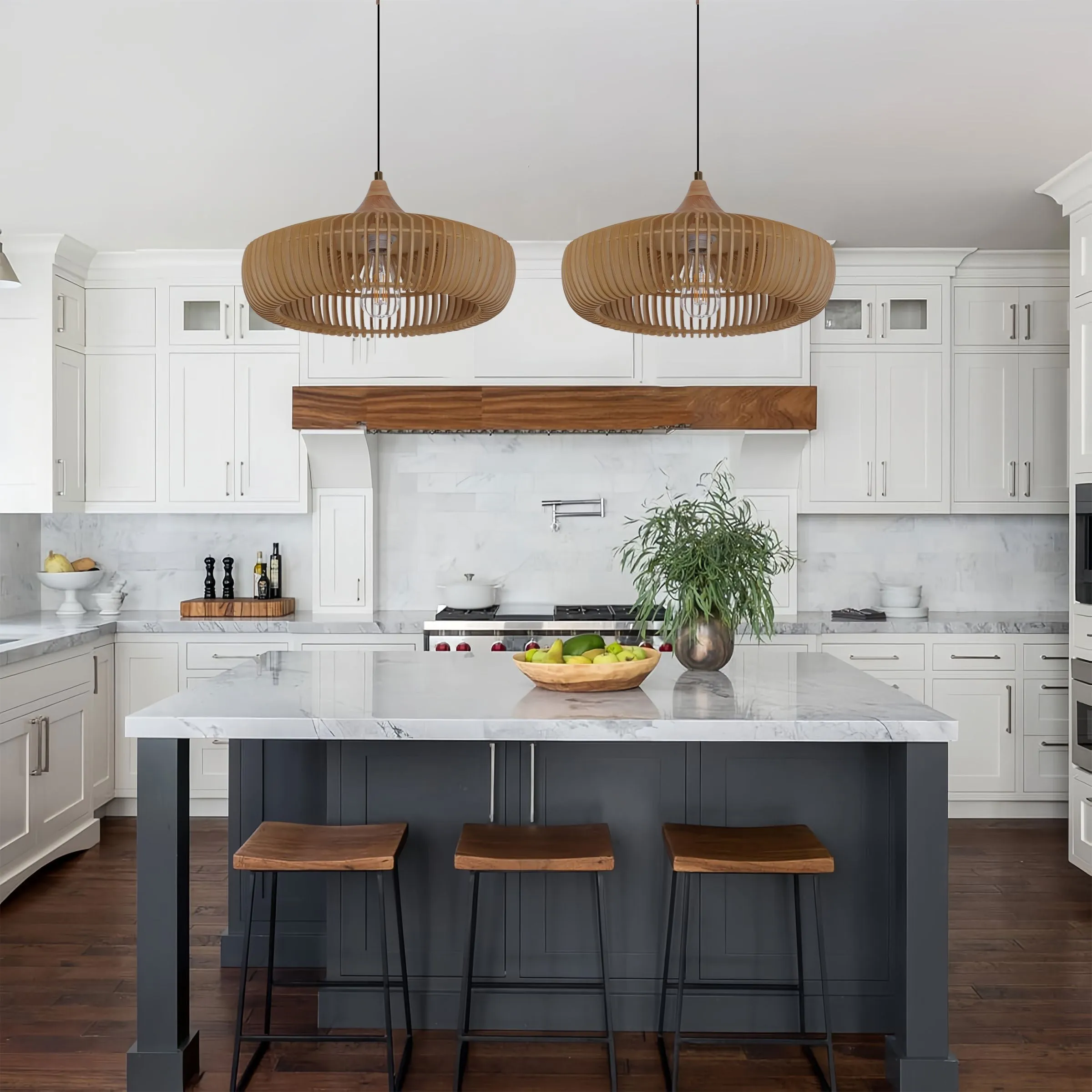 Shadome Handcrafted Wooden Pendant Light - Natural