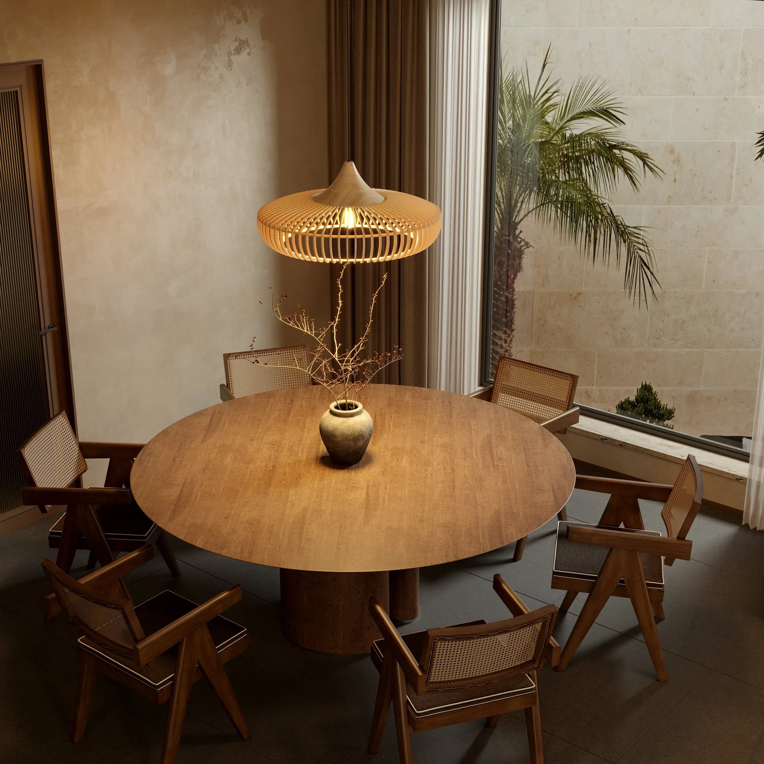 Shadome Handcrafted Wooden Pendant Light - Natural image