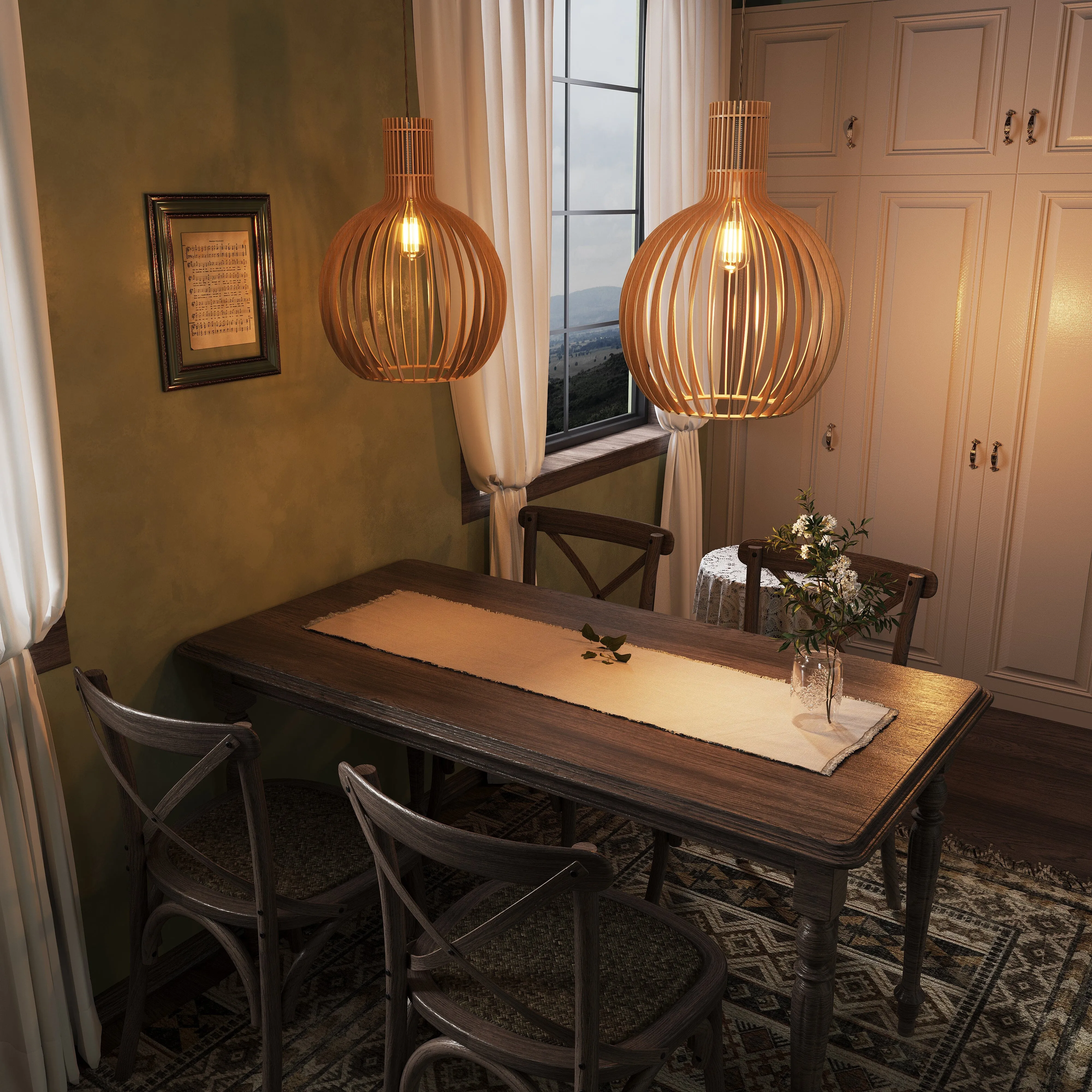 Shadome LED Wooden Birdcage Pendant Light - Wood