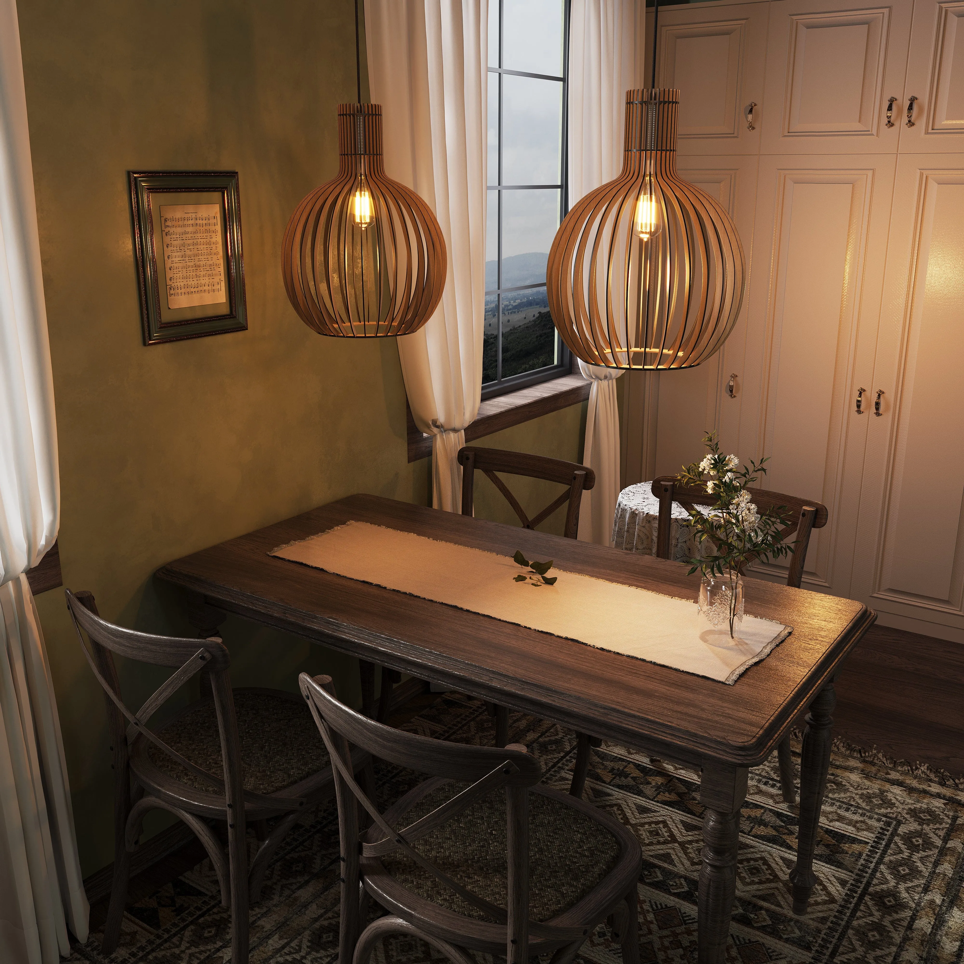 Shadome LED Wooden Birdcage Pendant Light - Wood