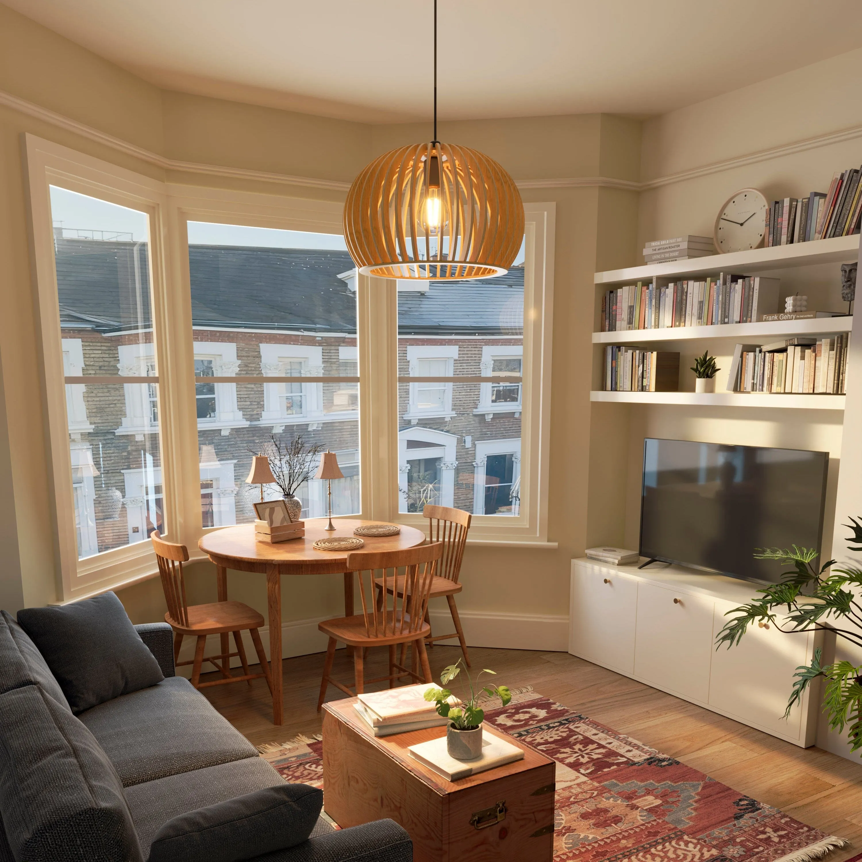 Shadome Pumpkin Pendant Light with Adjustable Cord - Wood image