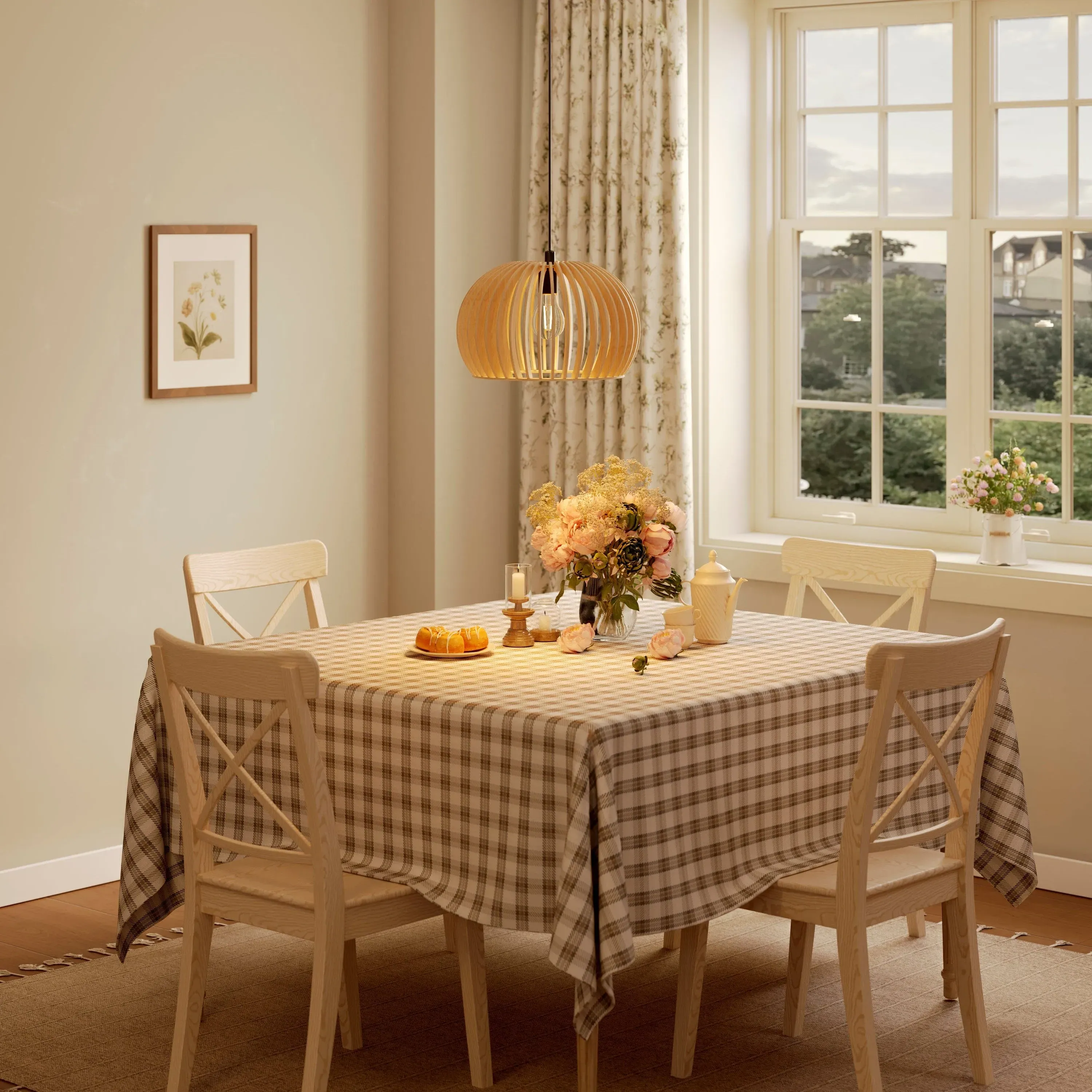 Shadome Pumpkin Pendant Light with Adjustable Cord - Wood