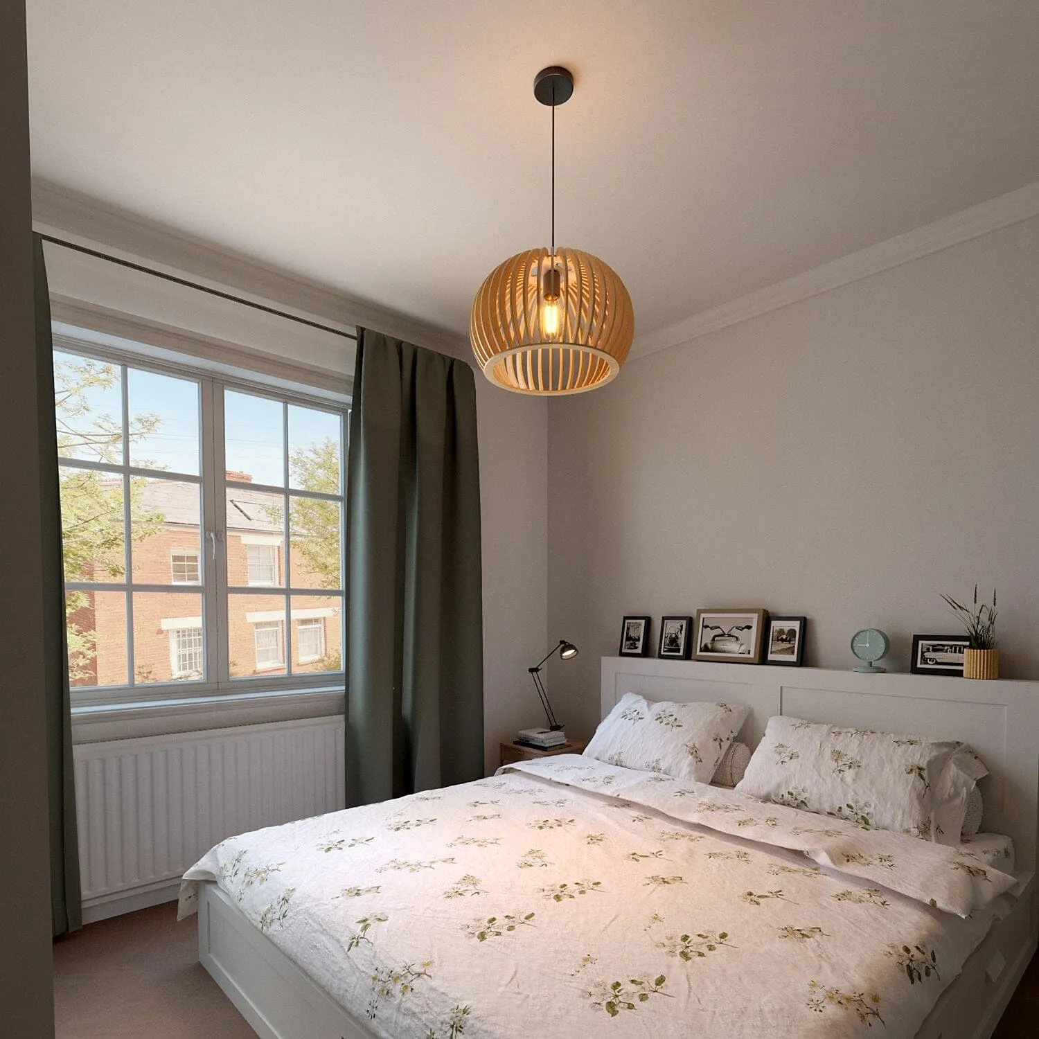 Shadome Pumpkin Pendant Light with Adjustable Cord - Wood