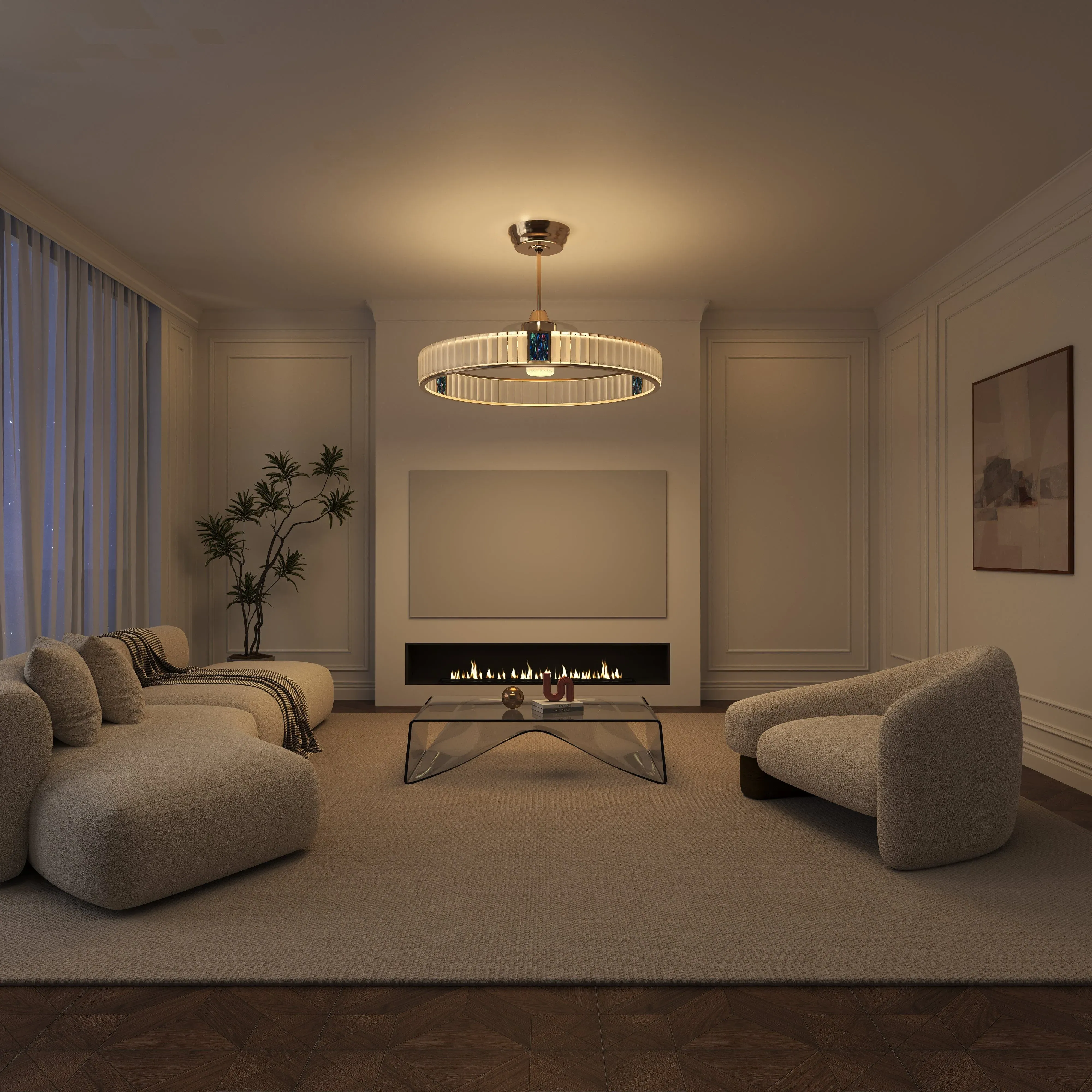 Silent Ceiling Fan with Crystal Accent - Gold image