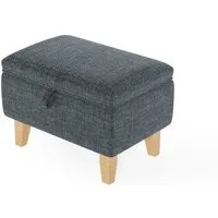Small Storage Ottoman with Flip-Top - Dark Grey, Linen alternate view