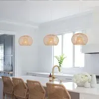 SolNest Round Pendant Light - Natural, Rattan