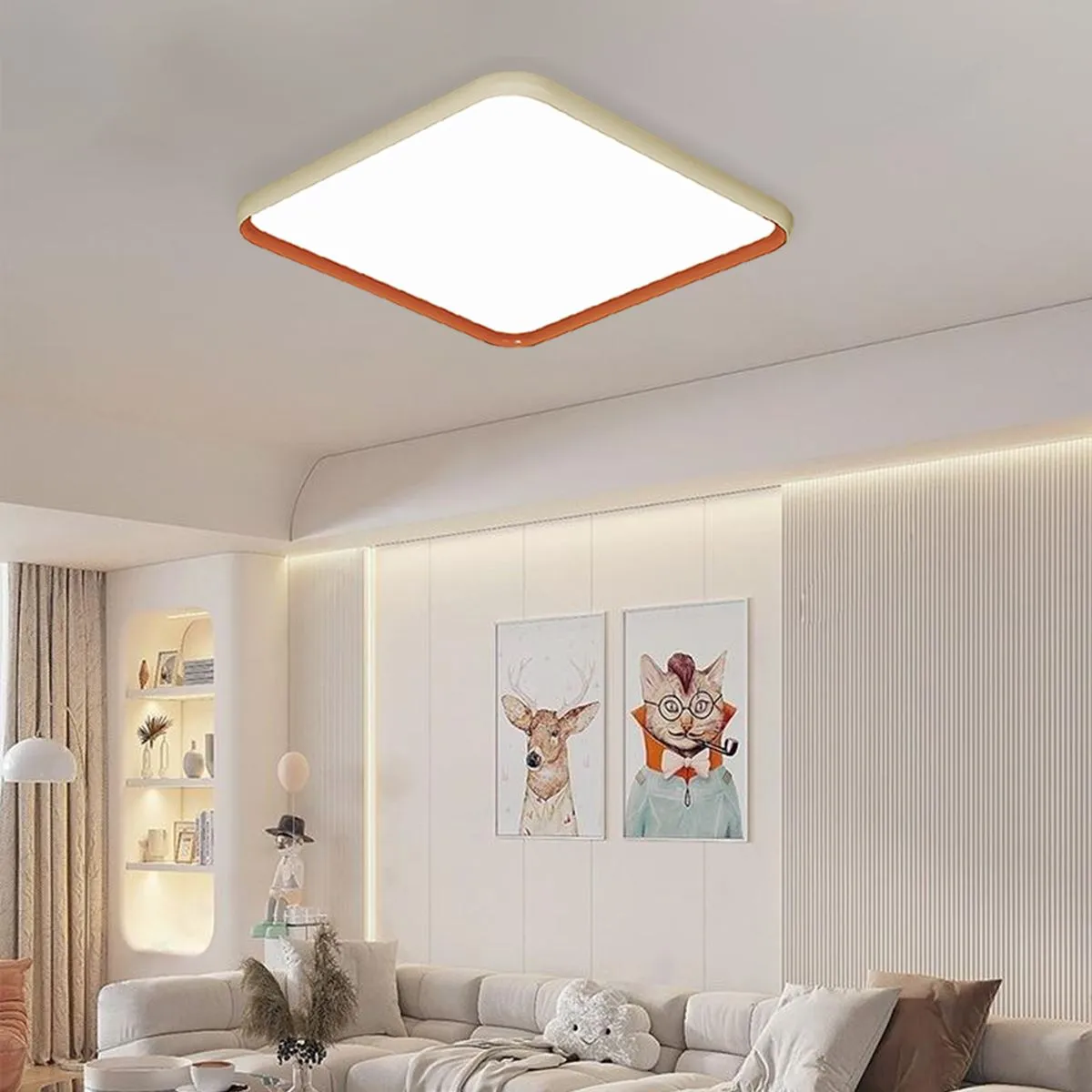 Square LED Ceiling Light Flush Mount Dimmable - White, Aluminum