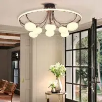 Square LED Ceiling Light with Marble Glass - Grey, Iron