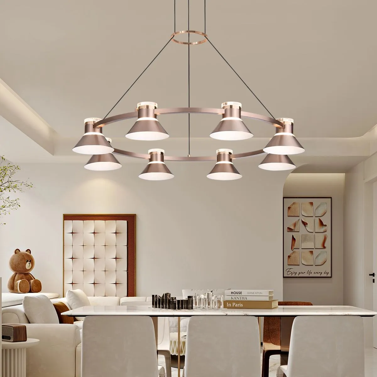 Square LED Pendant Light with 3-Colour Changing - Mocha Gold image