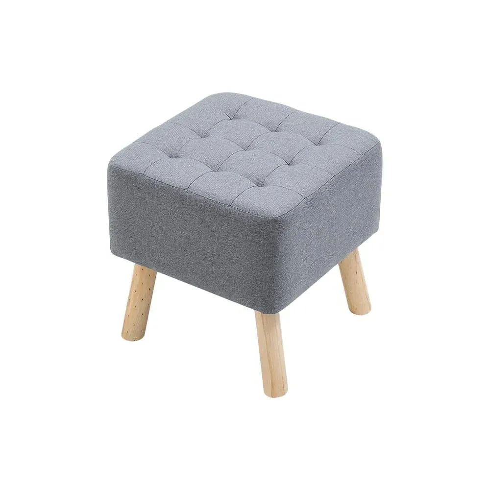 Square Shoe Bench with Tufted Top - Light Grey, Linen product