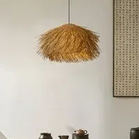 Straw Stack Rattan Woven Pendant Light - Natural