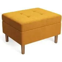 Tufted Storage Ottoman with Flip-Top - Yellow, Velvet alternate view