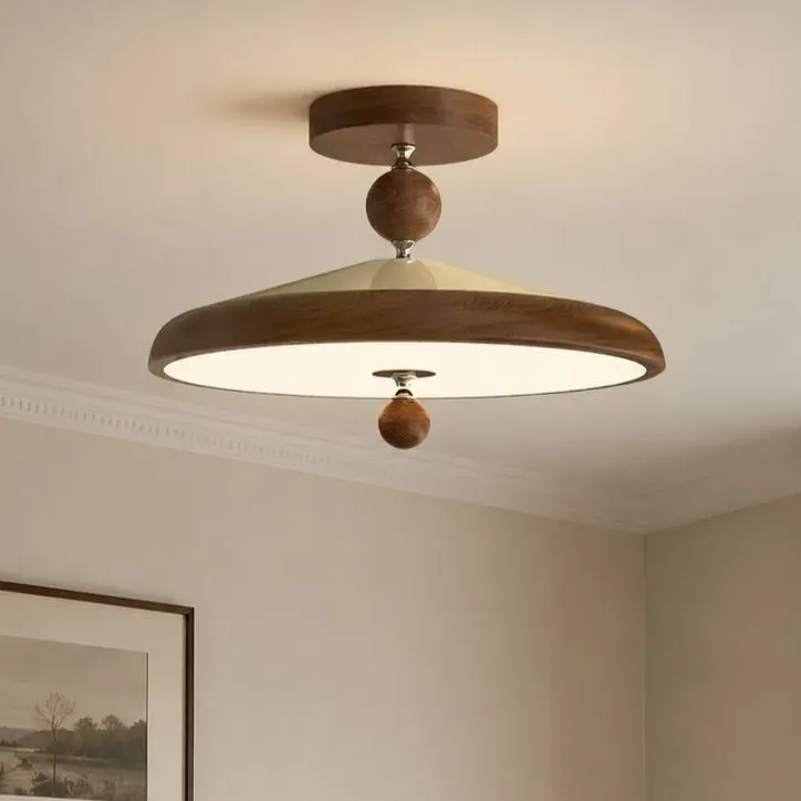 Two Globe Flush Mount Ceiling Light - Walnut, Iron product