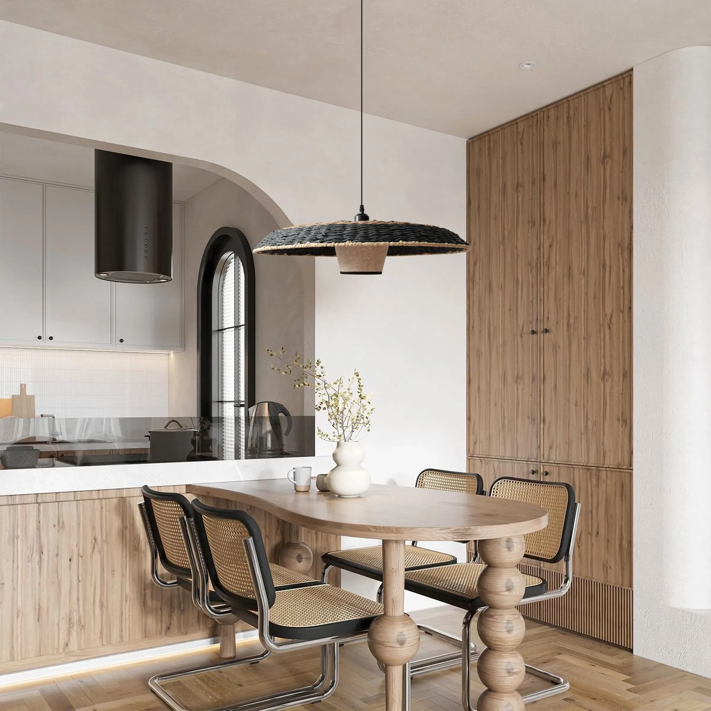 Two-Tone Handwoven Pendant Light - Black, Paper Rope image