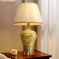 Vibrant Handcrafted Ceramic Table Lamp - Fabric Shade alternate view