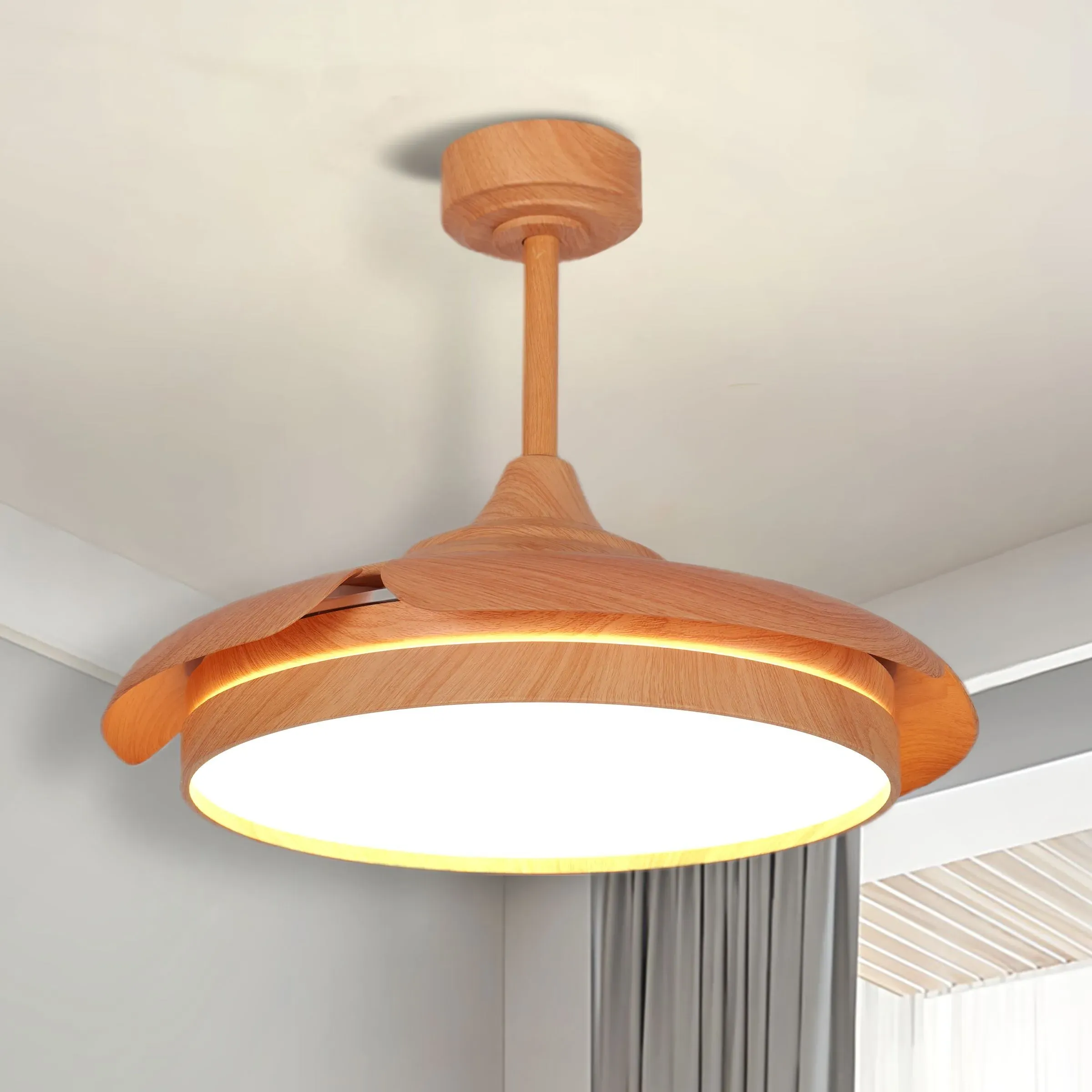 Woodleaf 55cm Ceiling Fan Light - Brown, Iron image