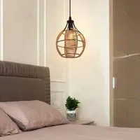 Woven Paper Rope Pendant Light - Khaki