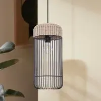 Woven Rattan Cylinder Pendant Light - Natural