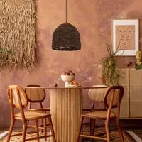 Woven Rattan Dome Pendant Light - Brown