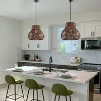 Woven Rattan Pendant Light - Brown