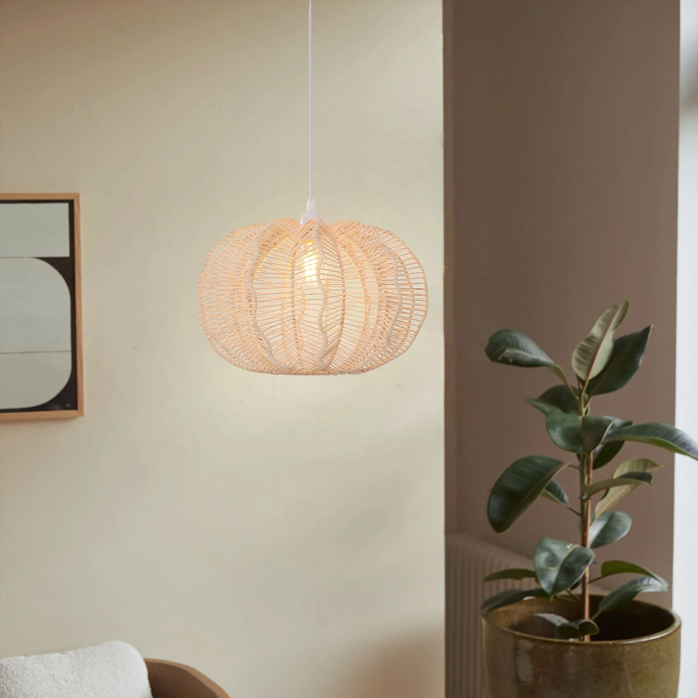 Woven Rattan Pendant Light - Brown image