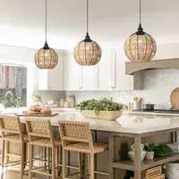 Woven Sphere Pendant Light - Natural, Rattan