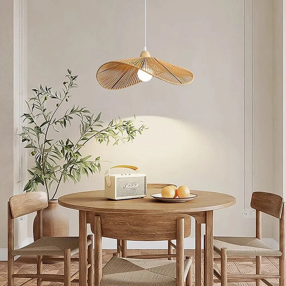 Woven Straw Hat Pendant Light - Natural, Rope product