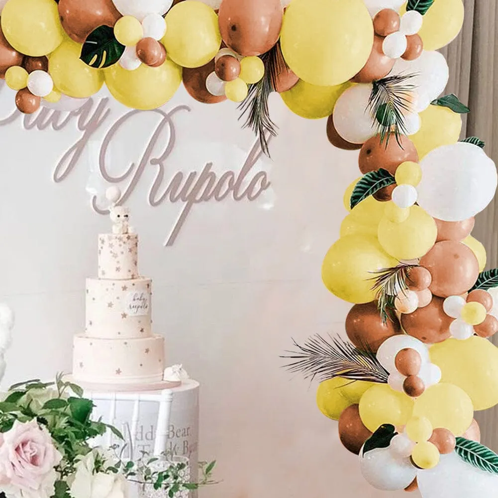 100-Piece Wedding and Birthday Decoration Balloon Set - Khaki, White, Yellow, Latex product