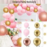 100pcs Balloon Combination Set - Pink, Gold, Rose Gold, Latex alternate view