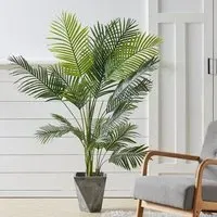 110cm Artificial Potted Palm Tree - Green, Plastic