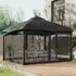 13ft Metal Pergola with Enclosed Mesh Drapes - Deep Gray