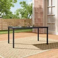 150cm Rectangle Garden Dining Table with Parasol Hole - Brown