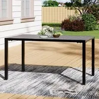 150cm Rectangle Garden Dining Table with Parasol Hole - Grey